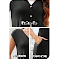 Miniatyrbilde 4 av 5: Kvinners 2024 Sommer Cap Sleeve Jumpsuits Dyp V-hals Knapp Onesie Brede Benklær Rompers M Blå