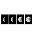 Miniatyrbillede 1 af 5: Sort/hvid måne stue ophængt maleri, 4-delt sæt af luna