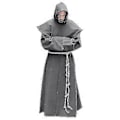 Pikkukuva 4 / 5: S-5XL Renessanssin Munkki Pappi Habit Scapular Friar Asun Kostyymi Pyhä Gown Robe Miehet Pappi Huppu Cowl Halloween Asun (4XL Harmaa)