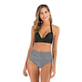 Miniatyrbild 1 av 5: Flickors badkläder split  dammode sexig samlad byst  bikini badkläder L Svart med ränder