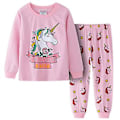 Miniatyrbild 1 av 2: Barnflickor Enhörning Tryckt Pyjamas Set Långärmad Toppar Byxor Sovkläder Nattkläder Loungewear (5-6 År C)