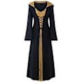 Miniatyrbillede 4 af 5: Dame Plus Size Halloween Hætte Lace Up Patchwork Langærmet Lang Kjole (XXL Khaki)