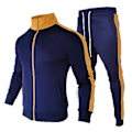 Pikkukuva 1 / 5: 2 osaa/setti: Pysäytyskaulus, pitkähihainen, monitaskullinen vetoketjullinen takki ja housut, miesten syksyinen raidallinen ja laikuttu slim-tracksuit-asu (3XL keltainen)