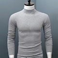 Miniatyrbillede 3 af 5: Fianao Herre Skjorte Ensfarvet Halvhøj Krave Casual Slim Langærmet Stram Til Indvendig Bær (2XL Sort)
