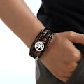 Miniatyrbillede 2 af 4: Livets Træ Læderarmbånd til Mænd, Multi-Layer Flettet Religiøse Boho Damearmbånd med Rustfrit Stål Lås
