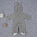 Pikkukuva 3 / 4: Imeväisen vauvan talvivillainen haalari, söpö teddykarhuhuppu, hyppypuku (3-6 kuukautta, harmaa)