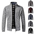 Miniatyrbilde 2 av 5: Fianao Tykk Cardigan for Menn Pustende Bomullsmiks Komfortabel Berøring Herretrøye for Daglig Bruk (2XL Svart)