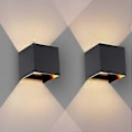 Miniatyrbillede 1 af 4: Sæt med 2 Væglamper 12W LED Moderne Indendørs Soveværelse, Justerbar Up and Down Design Lampe, Aluminium LED Væglamper Sort til Værelse