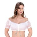 Miniatyrbillede 3 af 5: Bigsale Dirndl Bluse Med Flæser Hvid - Traditionel Elegant Bayersk Oktoberfest Cropped Bluse (XL Mælkehvid)