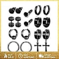 Miniatyrbillede 2 af 5: 8 Par Fashionable Øreringe i Rustfrit Stål Retro Kvinder Mænd Gothic Rustfrit Stål Stud Øreringe Punk Unisex Øreringe Sæt Gaver ( )