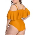 Miniatyrbillede 3 af 5: Plus Size Off Shoulder Badedragter i ét stykke til kvinder Mavekontrol Badedragter Badetøj (4X-Large Gul)