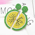 Miniatyrbilde 2 av 4: Søte Frukt Vannmelon Perle Dangle Stud Ørepynt for Kvinner Tenåringsjenter Morsomme Frukt Bohemian Statement Harpiks Drop Ørepynt Mote Smykker