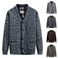 Miniatyrbilde 2 av 5: V-hals Lommegenserjakke Høst Vinter Fleecefôr Ensfarget Cardigan Genser Yttertøy (2XL Blågrå)