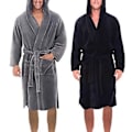 Miniatyrbilde 3 av 5: Langarmet lommebelte, ensfarget, herrebadekåpe, varm vinter, hette, lang fleece, hjemmekaftan, nattøy (L svart)
