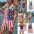 Miniatyrbilde 2 av 5: Amerikansk Flagg Overalls Denim Bib Shorts Justerbare Stropper Jeans Shorts Rompers med Lomme (XL Svart)