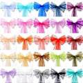 Miniatyrbilde 2 av 5: Organza Stolsetertrekk Bred Tulle Sløyfer Bånd Slips Bryllup Fest (100 stk Lyseblå)