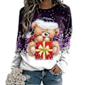Pikkukuva 1 / 2: Naisten Joulupaita Xmas Joulupukki Lumimies Karhu Printti Pitkähihainen Rentoutunut Pusero Yläosa Pluskoko (2XL C)