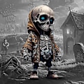 Miniatyrbillede 4 af 5: 1 stk 2023 Ny Cool Skelet Figuriner Harpiks Håndværk Sød Statue Skelet Mindesmærke Samleobjekt Halloween Dekoration Bil Dekoration (Grøn)