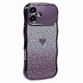Miniatyrbild 1 av 5: Skal till iPhone 16 Plus Kärlekshjärta Gradient Glitter TPU Telefonfodral Elektropläterad Krullig Ram (Stil F)