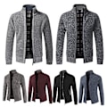 Miniatyrbillede 3 af 5: Fianao Tyk Cardigan til Mænd Åndbar Bomuldsblanding Behagelig Berøring Mænd Trøje til Daglig Brug (2XL Sort)