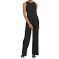 Miniatyrbillede 2 af 5: Ærmeløs Jumpsuit i Ensfarvet Design Vaskbar Høj Elastisk Stoffet Tøj til Daglig Arbejde Fest (S Sort)