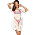 Miniatyrbilde 1 av 5: Bikinishorts for kvinner med kort erme, søt bikini-trykk, løs T-skjorte-kjole, morsom bruk (xl f)