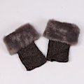 Miniatyrbild 4 av 4: Vinter Crochet Benstövlar Sockor Manschetter Topper Fuzzy Trim Ankelvärmare Sockor (Mörkgrå)