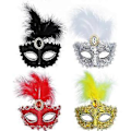 Miniatyrbillede 1 af 5: 4 Stykker Kvinder Maskerade Masker, Mardi Gras Halvmasker, Fjer Maskerade Maske til Nytårs Fancy Dress Halloween Maskeradebal