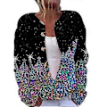 Miniatyrbilde 1 av 2: Stygg Julegenser for Kvinner Xmas Knapp-Ned Cardigan Vinter Strikket Yttertøyjakke (5XL C)