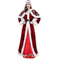 Miniatyrbild 2 av 3: Plus Size Deluxe Sammet Juldräkt Cosplay Par Santa Claus Kläder Festkläder Juluniform Kostym För Män Kvinnor V1 (M Röd Kvinnor)