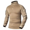 Miniatyrbillede 3 af 5: Herre Army Uniform Langærmet Kamp Skjorte Ensfarvet Bomuld Militær Taktisk T-shirt (S sort)