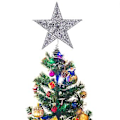 Miniatyrbilde 2 av 2: NICEXMAS 20cm Sølv Stjerne Topp til Juletre Elegant Glitrende Stjerne Juletre Topp Juletre Pynt 5-Spiss Stjerne Toppdekorasjon