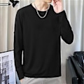 Miniatyrbillede 3 af 5: Fianao O-Hals Langærmet Herre T-shirt Efterår Basistop Trøje Daglig Tøj (Lyseblå)