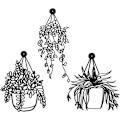Miniatyrbillede 1 af 4: Sort Metal Blomster Vase Væg Dekoration, 3 Stk Sort Badeværelse Væg Dek