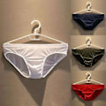 Miniatyrbild 2 av 5: Mäns Is-Silke Boxershorts Låg Midja Enfärgad Ultratunn Sömlös Snabbtorkande Underkläder (XL Grön)