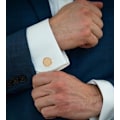 Miniatyrbillede 2 af 5: Guld hule design manchetknapper til mænd dame i gaveæske klassiske runde manchetknapper til mænd smykkesæt til bryllupsdag