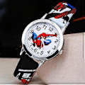 Miniatyrbild 2 av 3: Barn Pojkar Spiderman Quartz Klocka Tecknad Konstläder Armbandsur Gåva (Svart)