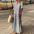 Pikkukuva 3 / 5: Maximekko Viehättävä Pystykaulus Pehmeä Pitkä Mekko Rento Löysä Boho-kuvioinen Maximekko Katumuoti (XL vihreä)