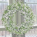Miniatyrbild 4 av 5: Vit Gypsophila Krans Konstgjord Krans Dekoration 40cm Dörrkrans Blommig Vår Naturlig Krans Liten Väggkrans