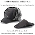 Miniatyrbilde 5 av 5: Vinter Trapperhatt Anti Vind Aviator Lue Vinter Chapka Øreklaff Trapper Bomberluer Beanies Hatter Øreklaff Varm Beanie for Ski Skating Motorsykkel Hi