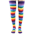 Pikkukuva 3 / 5: Rainbow-raidallinen juhlapuvun setti, jossa hame, hanskat, sukat, solmio ja henkselit