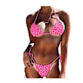 Miniatyrbild 1 av 5: Flickors badkläder leopardmönster sexig flerfärgad fyllig flickor delad plus size bikini badkläder 4xl Rosa
