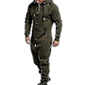Miniatyrbillede 2 af 4: Ny 2023 Mænd Onesie All In One Hoodie Zip Jumpsuit Vinter Casual Hooded Romper Playsuit (3XL Army Grøn)