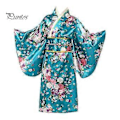 Miniatyrbild 3 av 5: 1 Set Japansk Kimono Livfullt Körsbärsblomstryck Lätt att Bära Cosplay Skolföreställningar Kimono för Flickor (150CM röd)