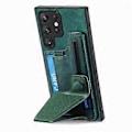 Pikkukuva 3 / 5: Samsung Galaxy S25 Ultra -kotelo korttipaikalla ja jalustalla, retro nahkainen takakansi - Vihreä (Vihreä)