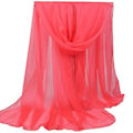 Miniatyrbilde 2 av 2: Kvinner Enkle Lange Myke Wrap Sjal Chiffon Silke Casual Sjal Sjal Stoles (Vannmelonrød)