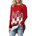 Miniatyrbilde 1 av 4: God Jul Dame Crew Neck Jul Trykte Topper Casual Festival Langærmet T-skjorte Tee (L)