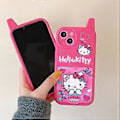 Pikkukuva 5 / 5: Piirretty iPhone 13 Pro Max -puhelimen kuori, söpö hauska Kawaii-kissan puhelimen kuori 3D-hahmo pehmeä silikonikuori lapsille, tytöille ja naisille
