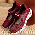 Miniatyrbilde 3 av 5: Plattform Sneakers Damesko For Kvinner Tykk Bunnsåle Slip-on Løpesko For Arbeid Restaurant Utendørs Flerfarget Valgfritt (39 Rød)