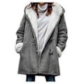 Miniatyrbillede 1 af 5: Dame Vinter Langærmet Tyk Plus Fløjl Hætte Casual Bomuld Varm Jakke Fleece Varm Frakke Hættetrøje Overtøj 1 stk (L Grå)